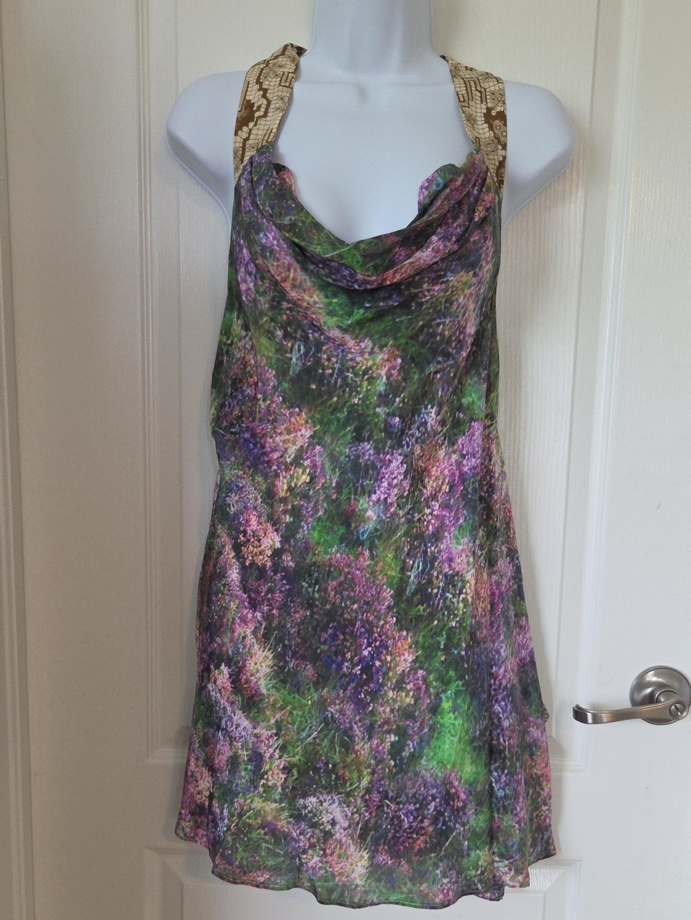 Postmark Silk Floral Print Cowl Neck Dress